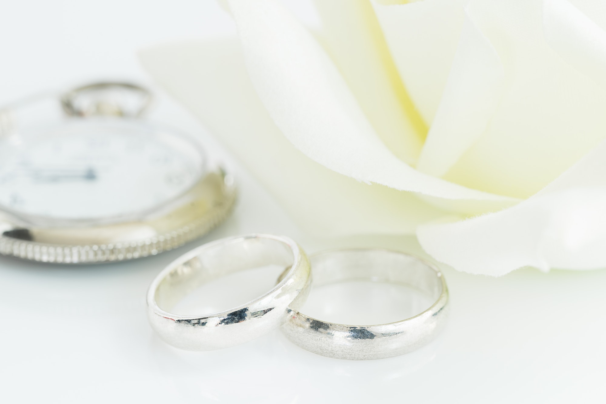 Wedding rings on white background-5